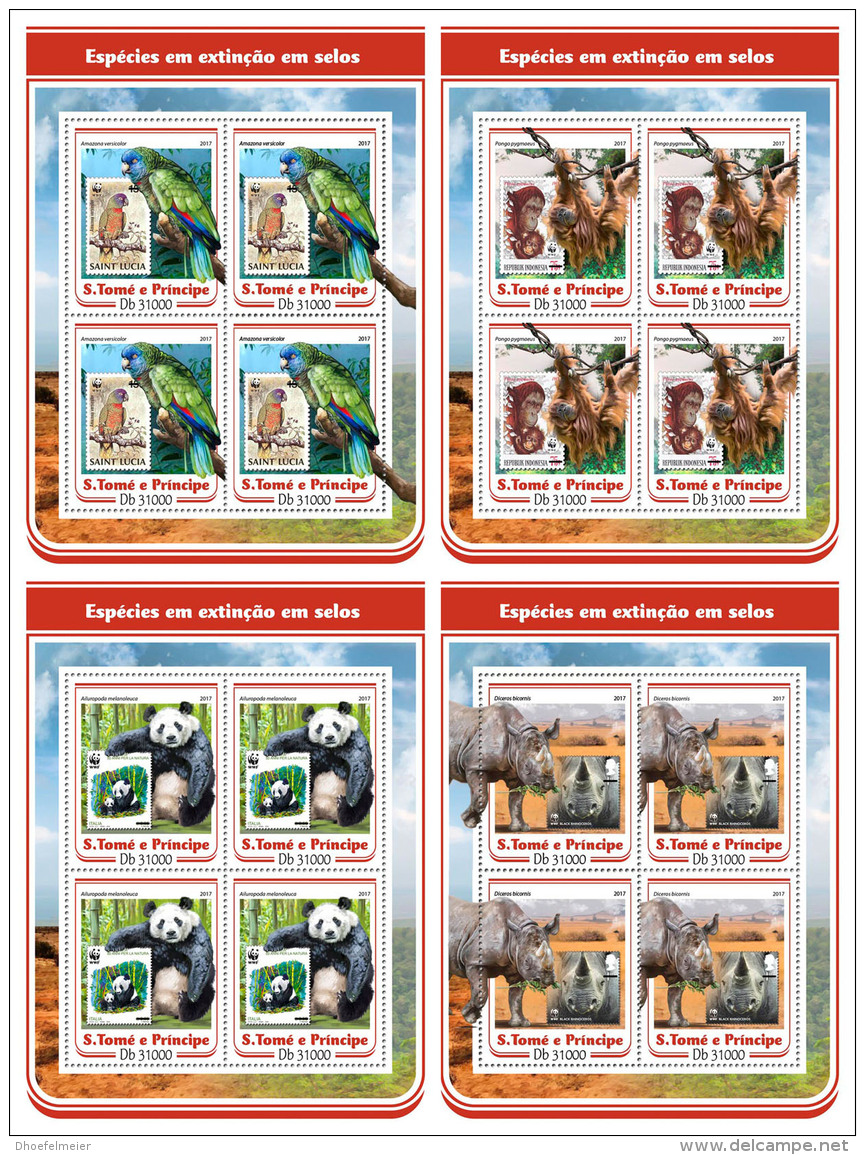SAO TOME 2017 ** Parrots Papageien Perroquets Stamps On Stamps 4M/S - IMPERFORATED - DH1722 - Perroquets & Tropicaux