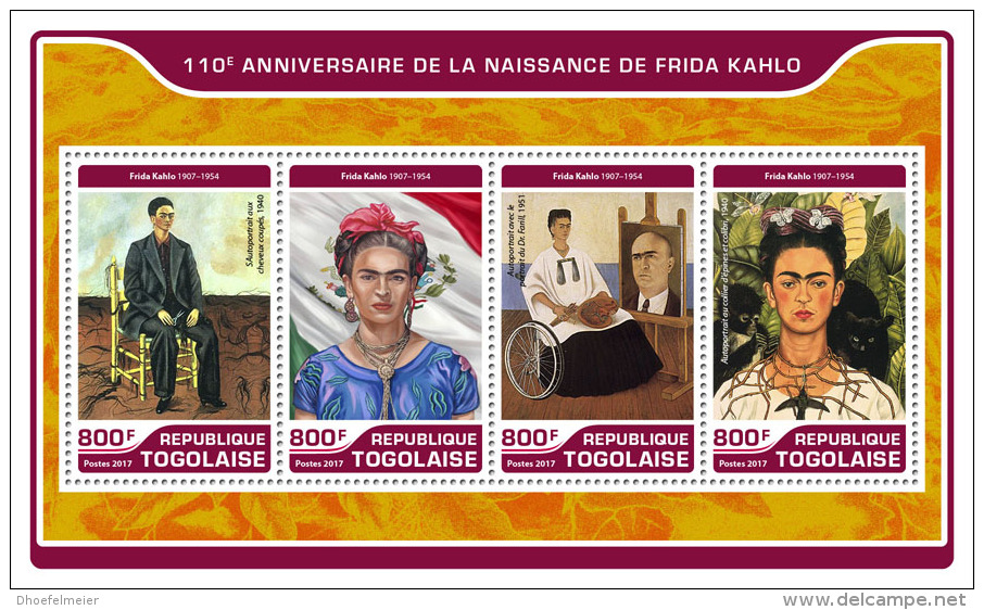 TOGO 2017 ** Frida Kahlo Painter Maler Peintre M/S - OFFICIAL ISSUE - DH1722 - Sonstige & Ohne Zuordnung