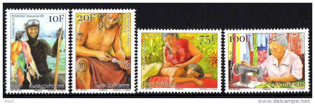 Polynésie Française 2015 - Métiers Polynésiens - 4 Val Neufs // Mnh - Neufs