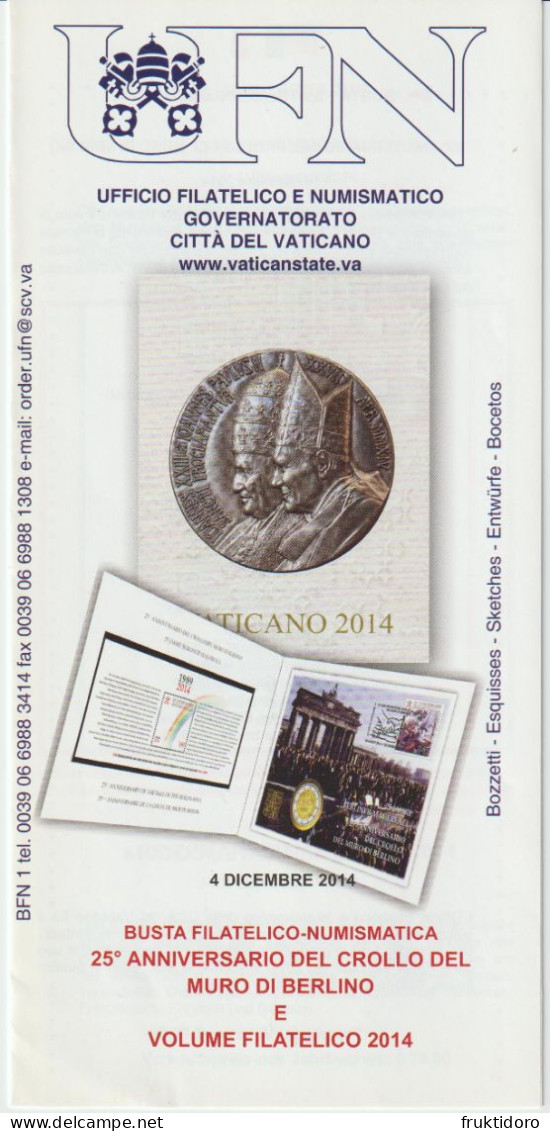 Vatican City Brochures Issues in 2014 - Bramante - Shakespeare - Michelangelo - Christmas - Berlin Wall - Pope Paul VI