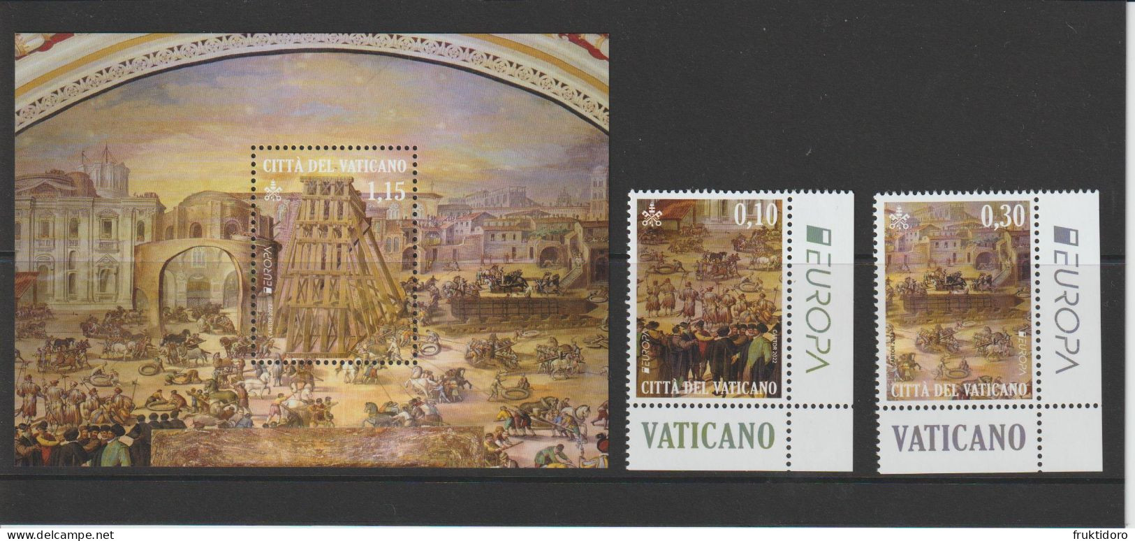 Vatican City Mi 2054-2055 Block 76 Europa (C.E.P.T.) 2022 - Stories And Myths - Installation Of The Egyptian Obelisk ** - Ongebruikt