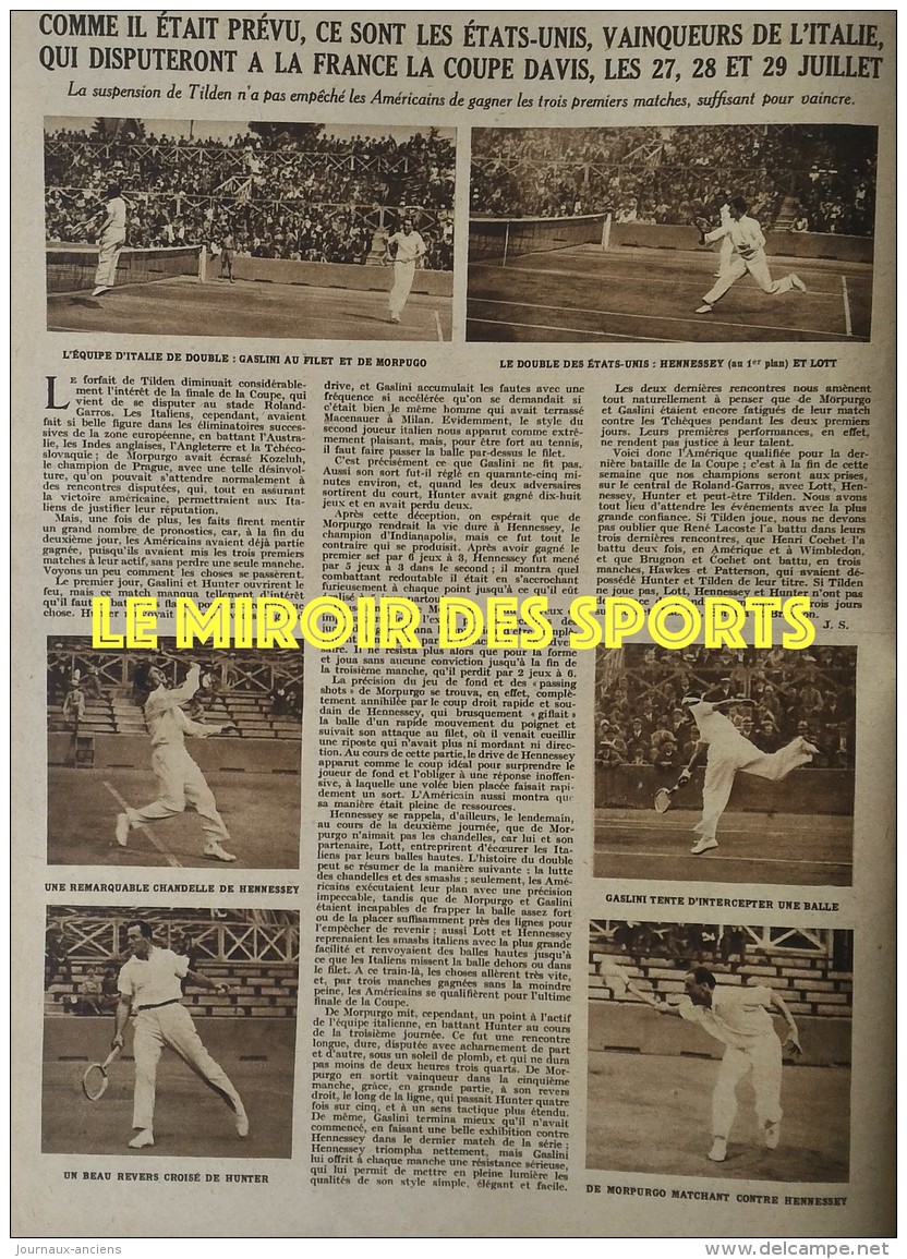 1928 JEUX OLYMPIQUE LISTE COMPLETE DES SPORTIFS FRANCAIS - COUPE DAVIS - NICOLAS FRANTZ TOUR DE FRANCE - BOXE TUNNEY - Andere & Zonder Classificatie