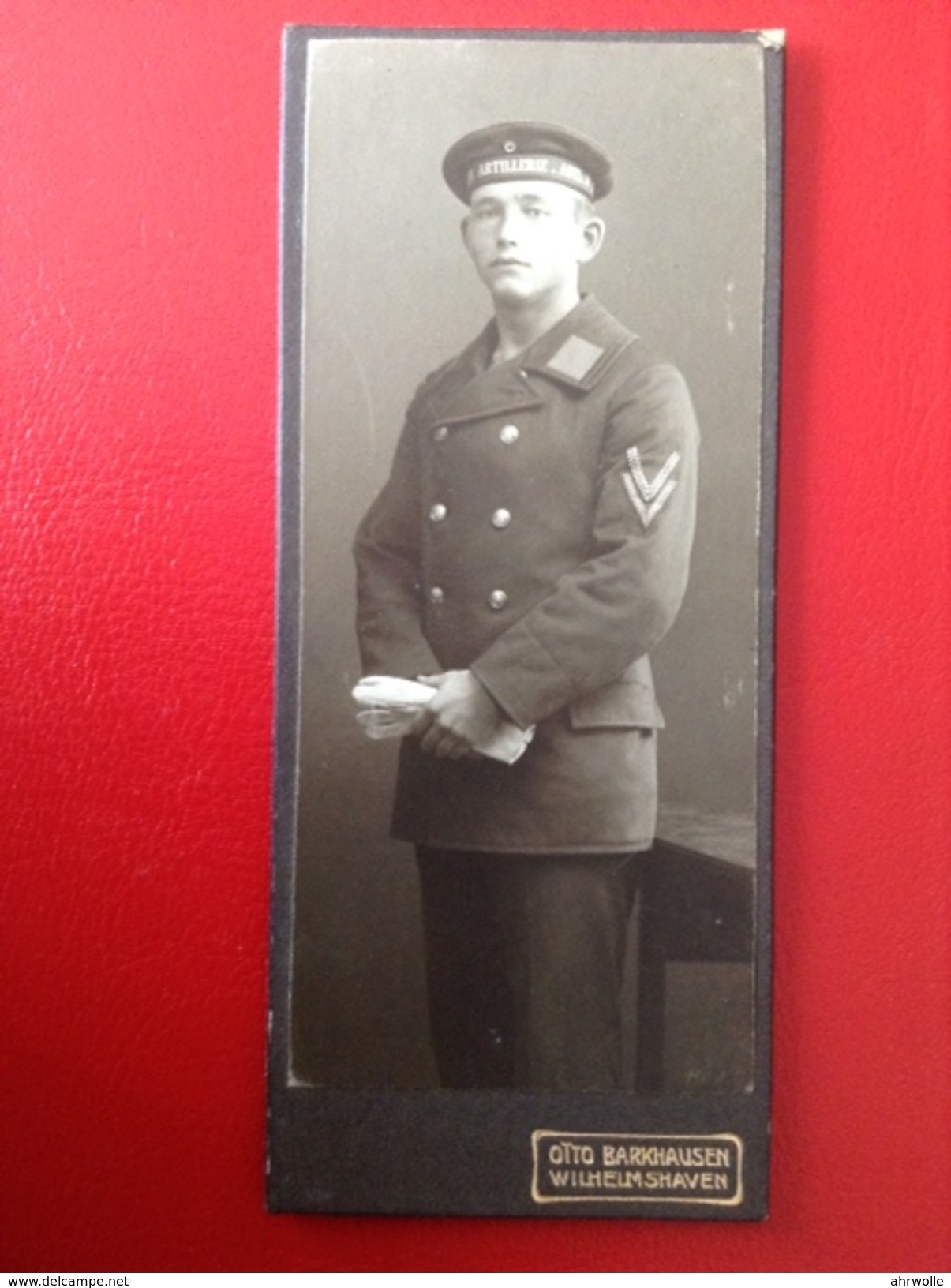 Foto CDV WW1 Soldat In Uniform Artillerie Otto Barkhausen Wilhelmshaven Ca. 1914 - Uniformes