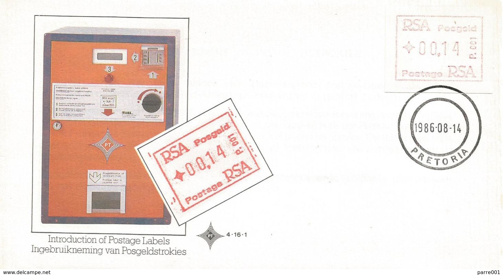 South Africa RSA 1986 Pretoria ATM EMA FRAMA FDC Cover - Vignettes D'affranchissement (Frama)