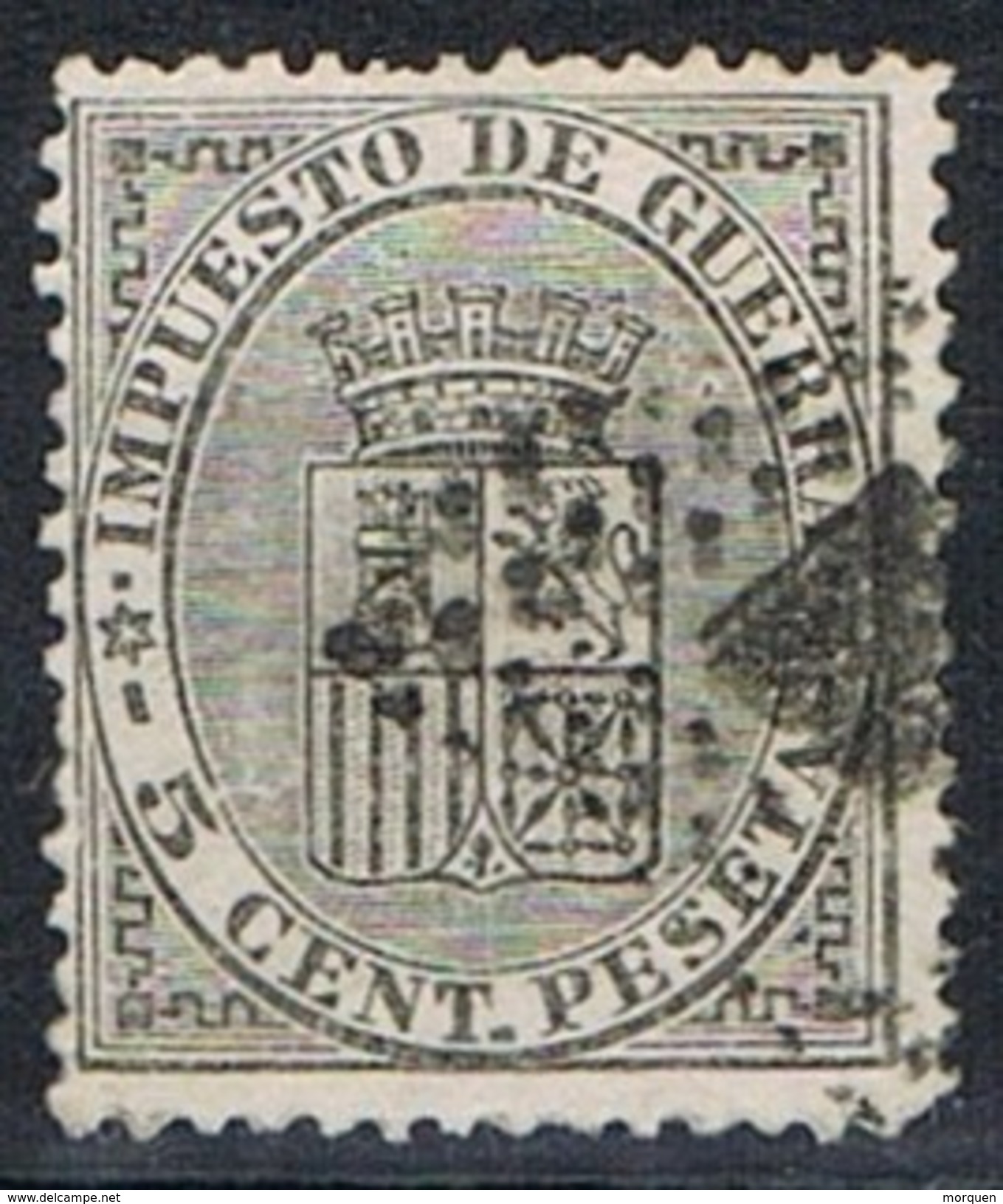 Sello 5 Cts Impuesto De Guerra 1874, VARIEDAD Impresion, Num 141 º - Oblitérés