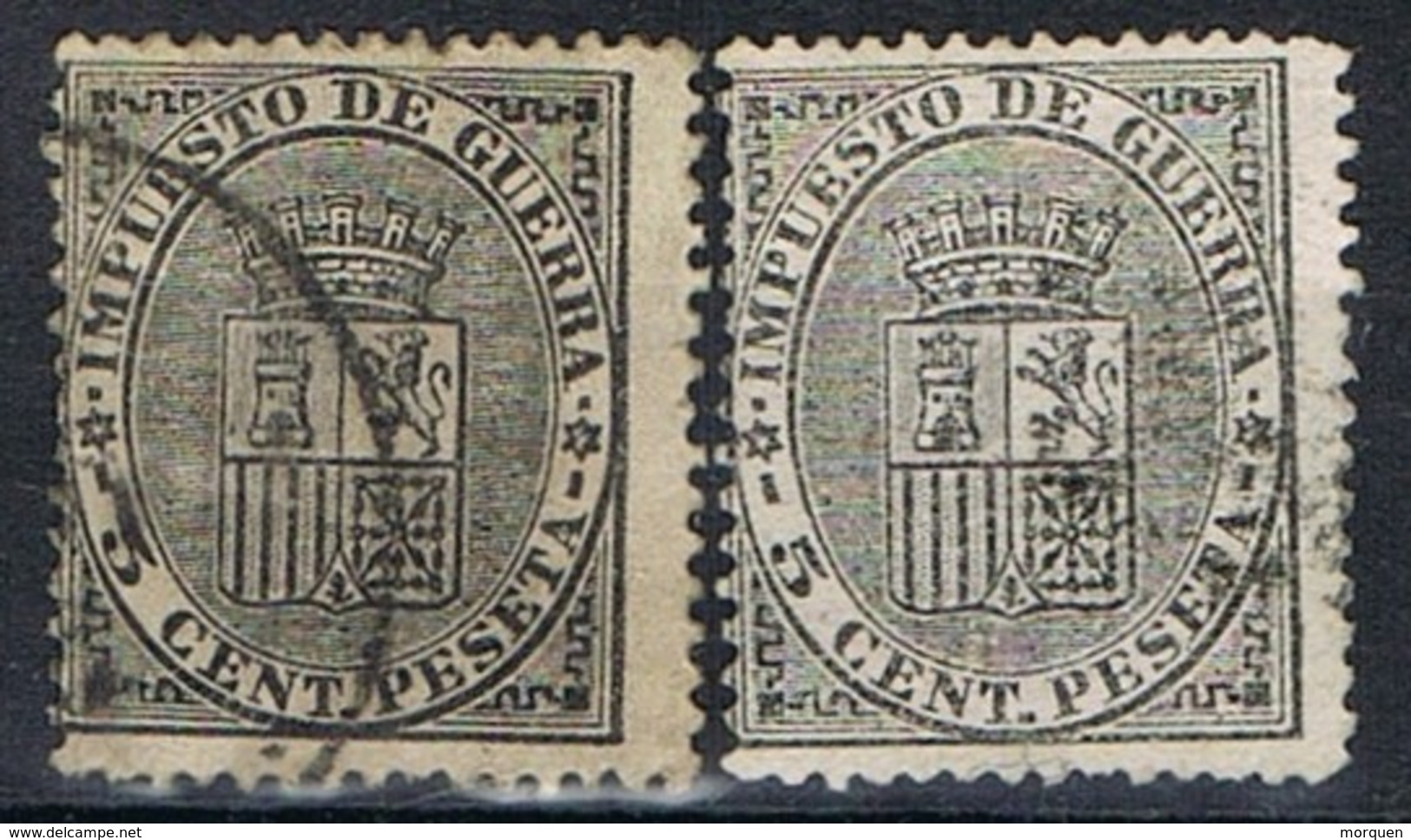 Sellos 5 Cts Impuesto De Guerra 1874, VARIEDAD Color, Num 141 - 141a º - Used Stamps