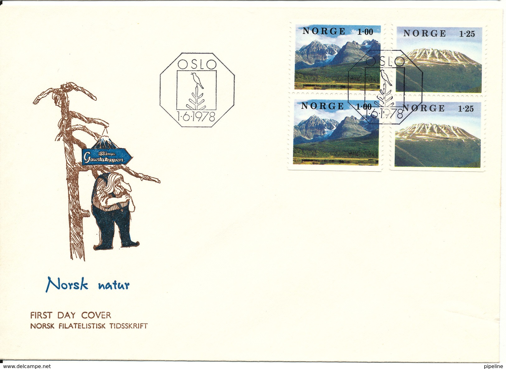 Norway FDC 1-6-1978 Norwegian Nature Complete In 2 Pairs With Cachet - FDC