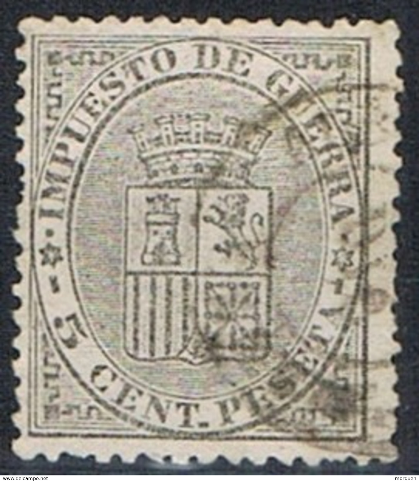 Sello 5 Cts Impuesto De Guerra 1874, Fechador ALCALA De G. (sevilla), Num 141 º - Gebruikt