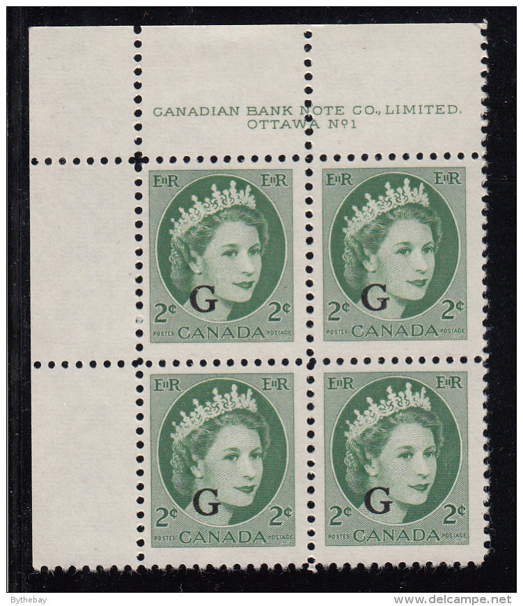 Canada MNH Scott #O41 'G' Overprint On 2c QEII Wilding Plate #1 Upper Left PB - Surchargés