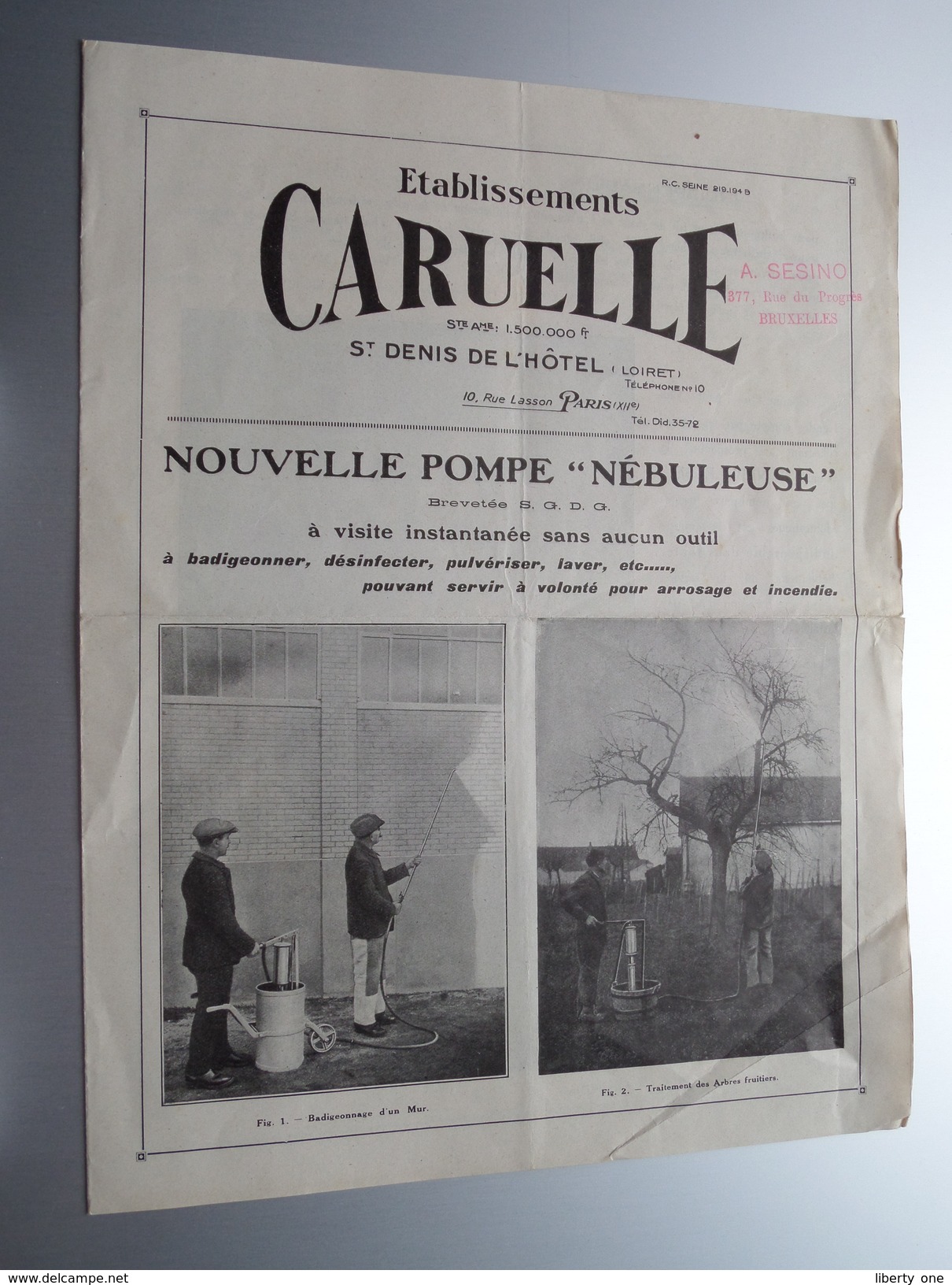 Ets. CARUELLE ( A. SESINO Bruxelles ) St. Denis De L'Hôtel : Loiret NOUVELLE POMPE Nébuleuse - Anno 19?? ( Zie Foto ) ! - Publicités