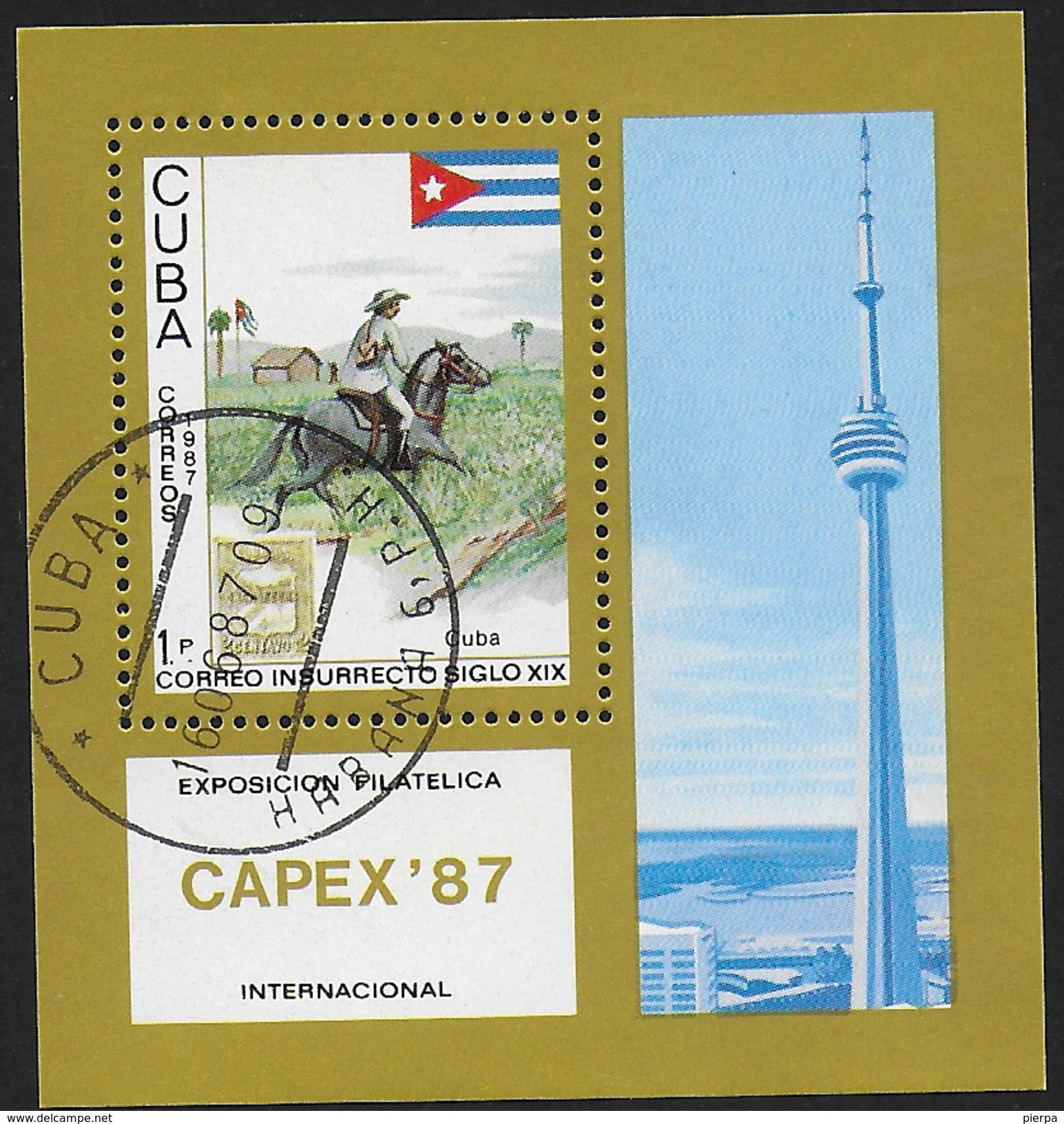 CUBA - 1987 - CAPEX '87 - ESPOSIZIONE FILATELICA INTERNAZIONALE TORONTO - FOGLIETTO USATO - América Del Norte