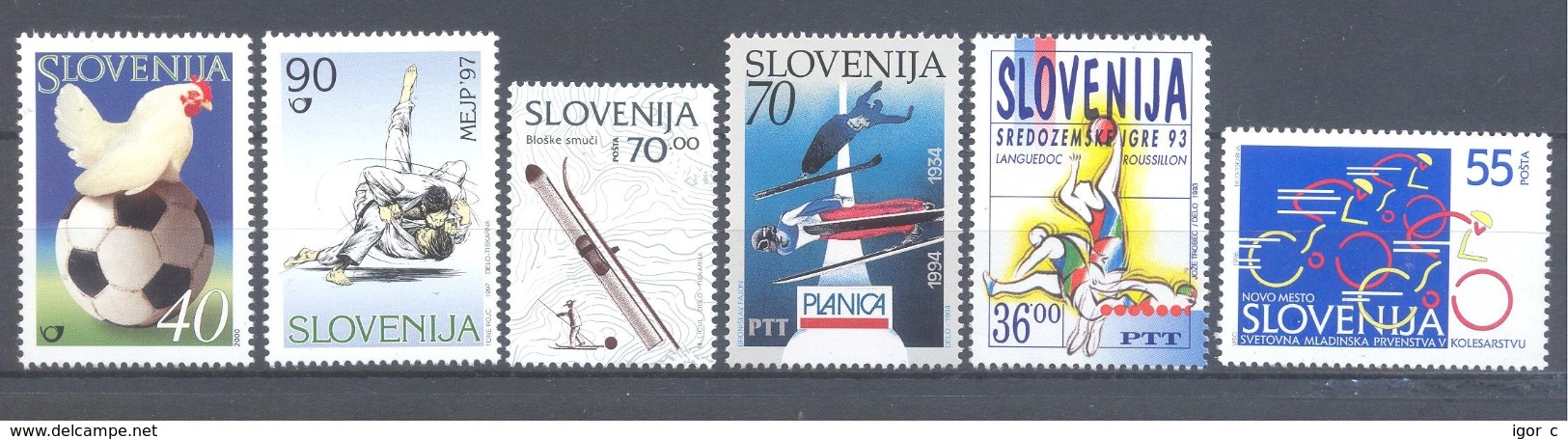 Slovenia Slowenien Mint MNH ** Sport Soccer Footbal WC; Judo, Skiing Ski Jumping  Cycling Swimming Basketball Athletics - Skateboard