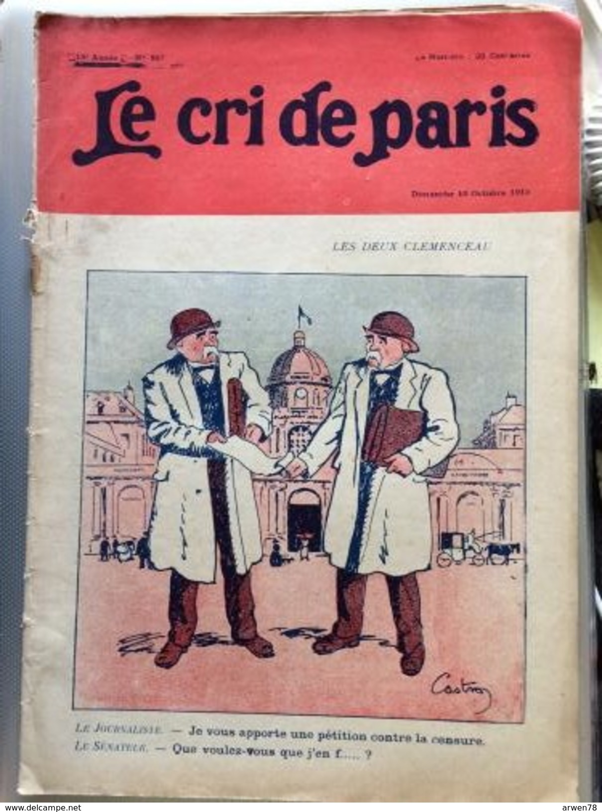 Le Cri De Paris WW 2 Deux Clemenceau Dupond Dupont Pub Cigarettes Egyptiennes Bridge Xanthia Octobre 1915 - Autres & Non Classés