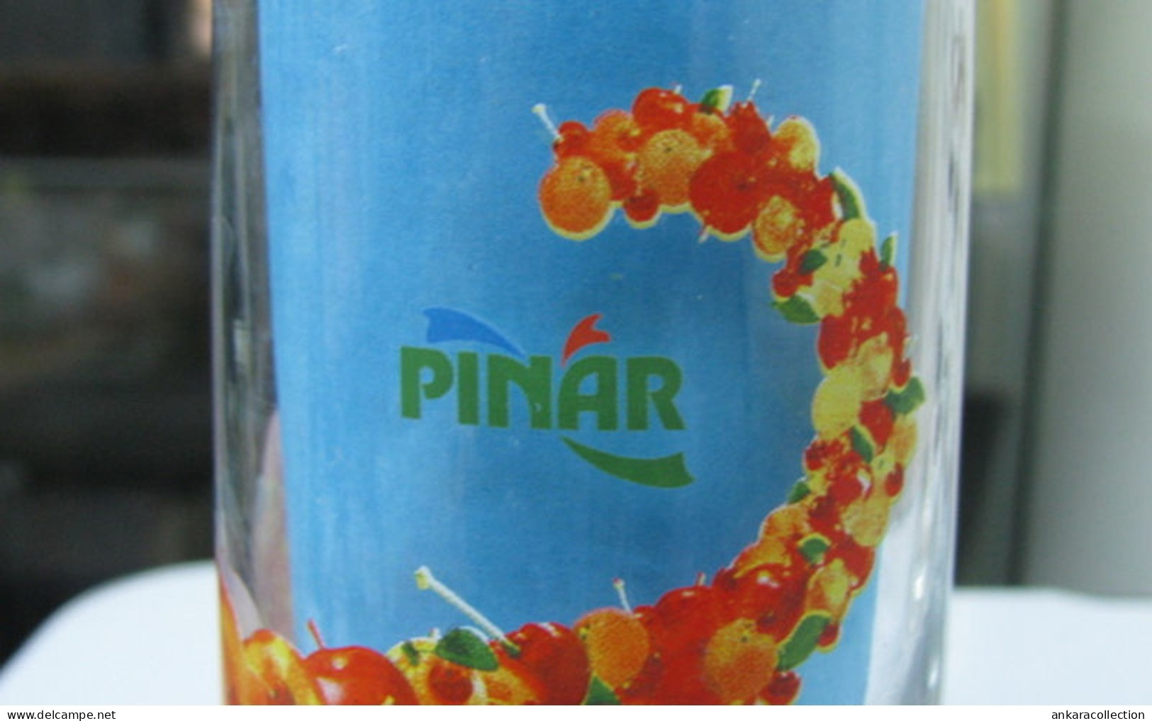 AC -  PINAR FRUIT JUICE ORANGE - CHERRY - APPLE - PEACH ILLUSTRATED GLASS FROM TURKEY - Verres