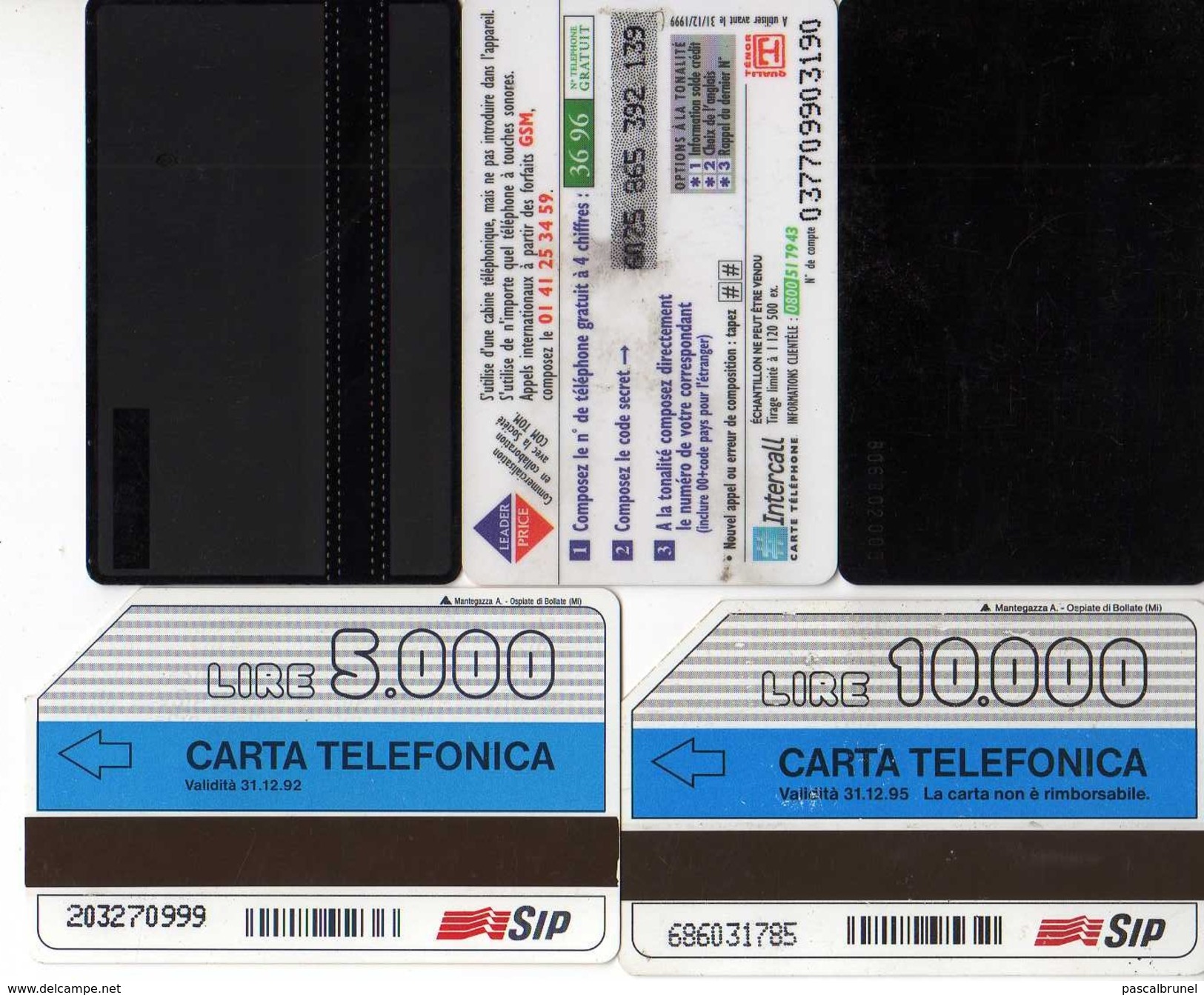 CARTES TELEPHONIQUES - LOT 5 CARTES - Variétés