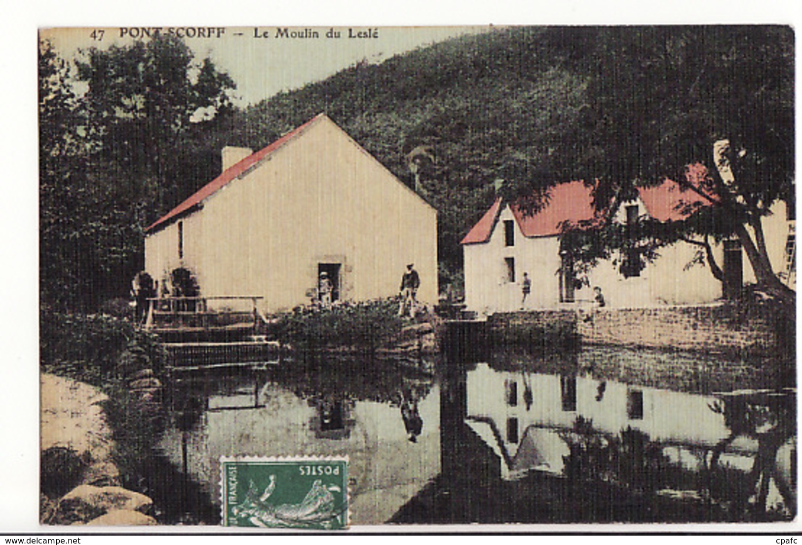 Pont Scorff - Le Moulin Du Leslé / Carte Colorisée Et Toilée - Pont Scorff