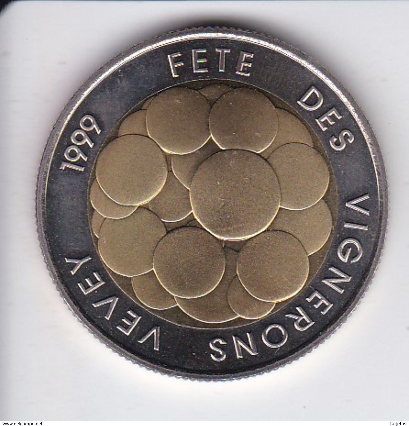 MONEDA DE SUIZA DE 5 FRANCS FIESTA DE LOS VENDIMIADORES DEL AÑO 1999 (COIN) BIMETALICA - Andere & Zonder Classificatie