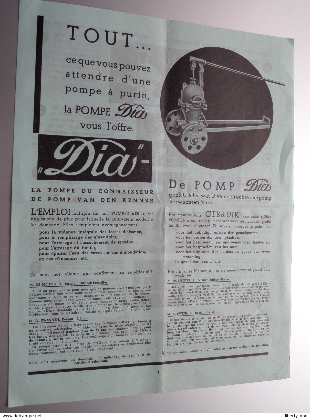 Ateliers Des Pompes DIA Tél 170.09 Liège - Anno 19?? ( 4 Pag. / Zie Foto ) ! - Publicités