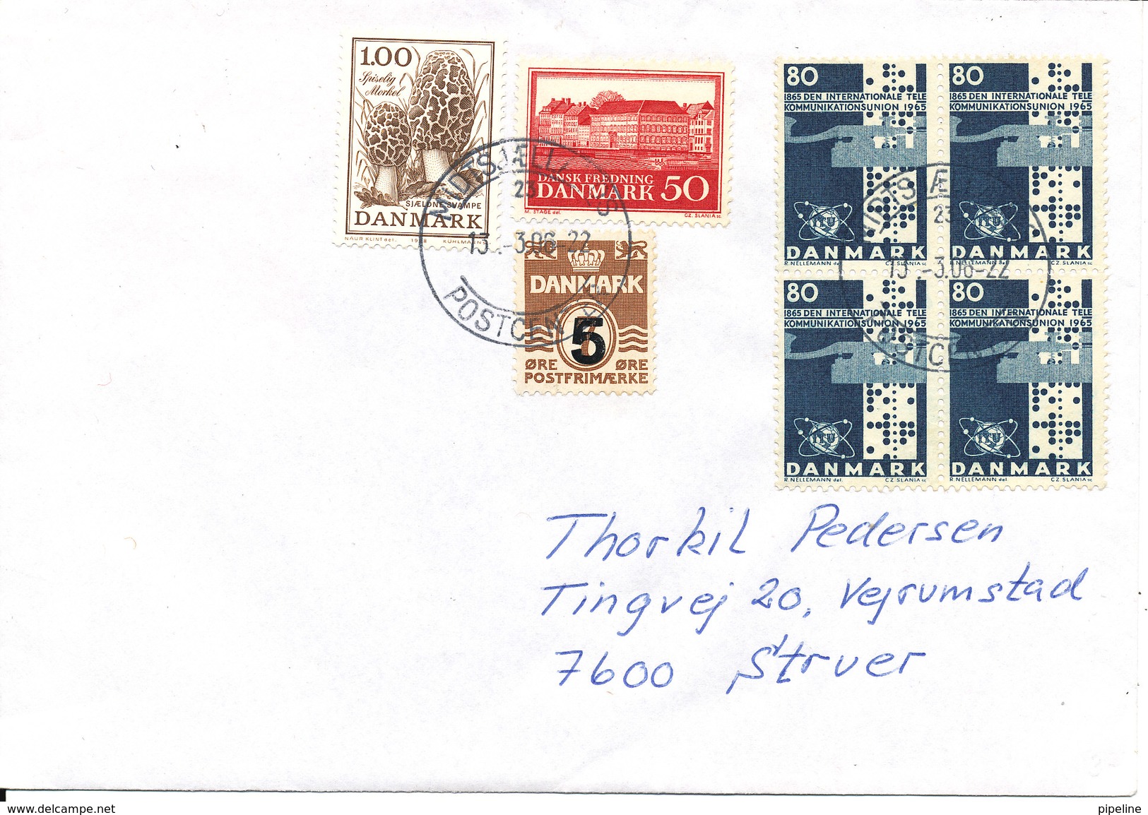 Denmark  Cover Sent To Struer 13-3-2008 With More "old" Stamps Including A Block Of 4 - Lettere