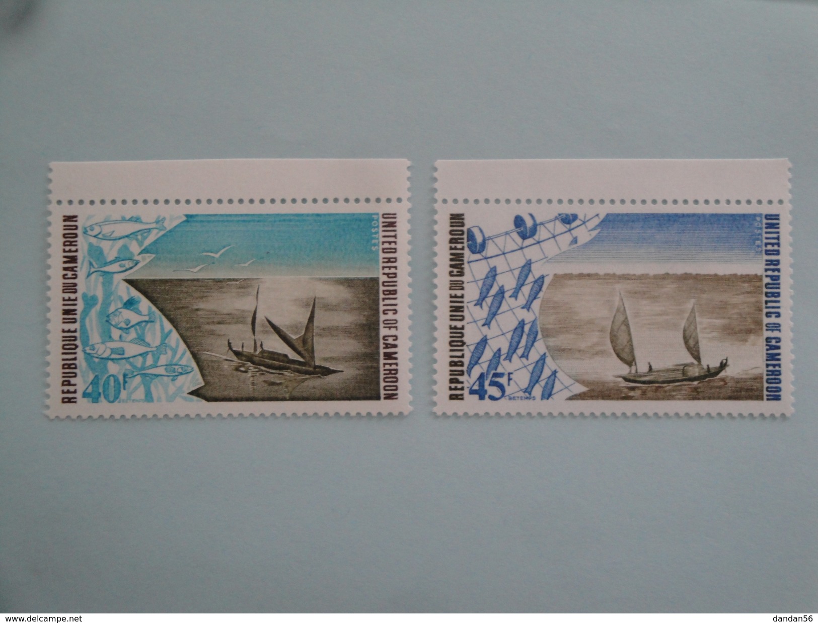 1975  Cameroun Yvert  587/8  **  Bateaux De Pêche Fishing Ships  Scott 602/3  Michel 797/8  SG Xxx - Cameroon (1960-...)