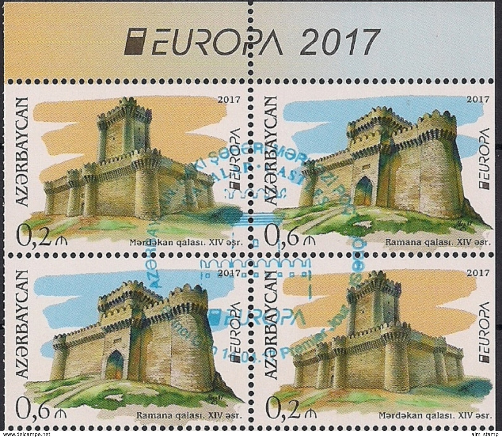 2017  Aserbaidschan  Mi. 1193-4 D   Used  Europe Cept Castles - 2017