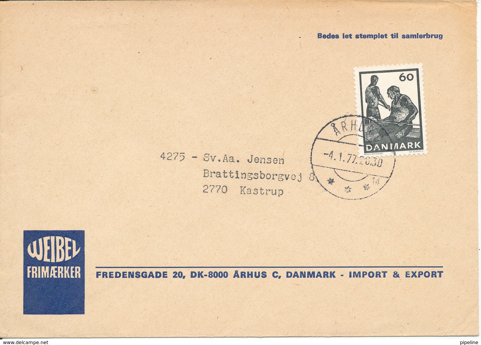 Denmark Cover Aarhus 4-1-1977 Single Franked - Covers & Documents