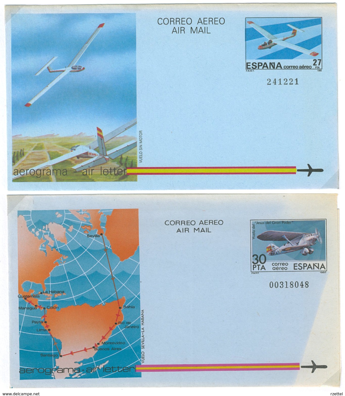 Spanien, 2 Aerogramme **, 27 PTA Und 30 PTA - Briefe U. Dokumente