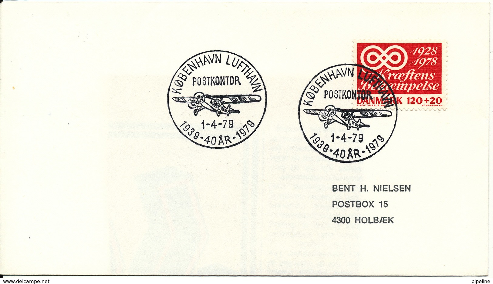 Denmark Cover Copenhagen Airport 1-4-1979 40th Anniversary - Lettres & Documents