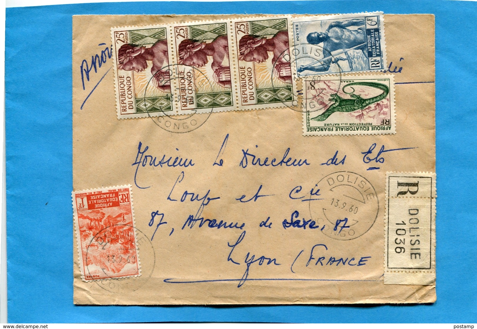 Marcophilie- Congo-Lettre REC > Françe-cad 1960 DOLISIE-6 Stamps Mix Timbres République Et Colonie Française - Otros & Sin Clasificación