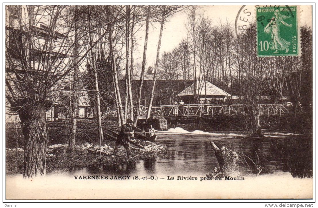 91 VARENNES-JARCY - La Rivière Près Du Moulin  (recto/verso) - Otros & Sin Clasificación