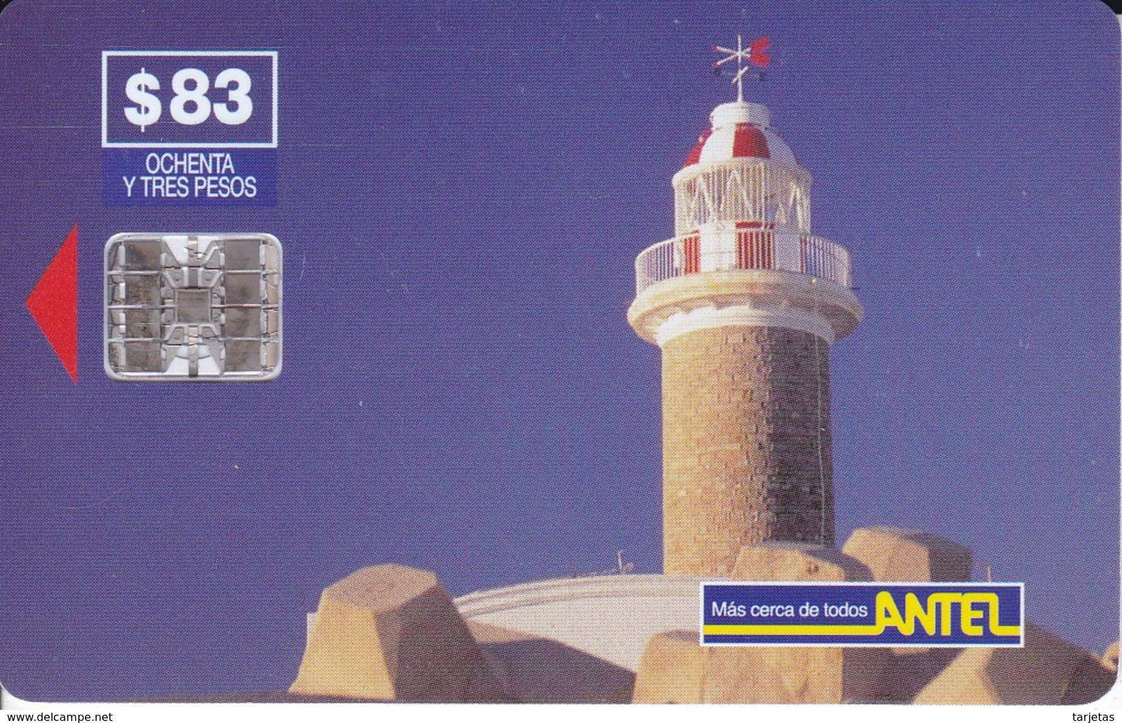 Nº 42 TARJETA DE URUGUAY DE ANTEL DE EL FARO DE PUNTA CARRETAS (LIGHTHOUSE) - Uruguay