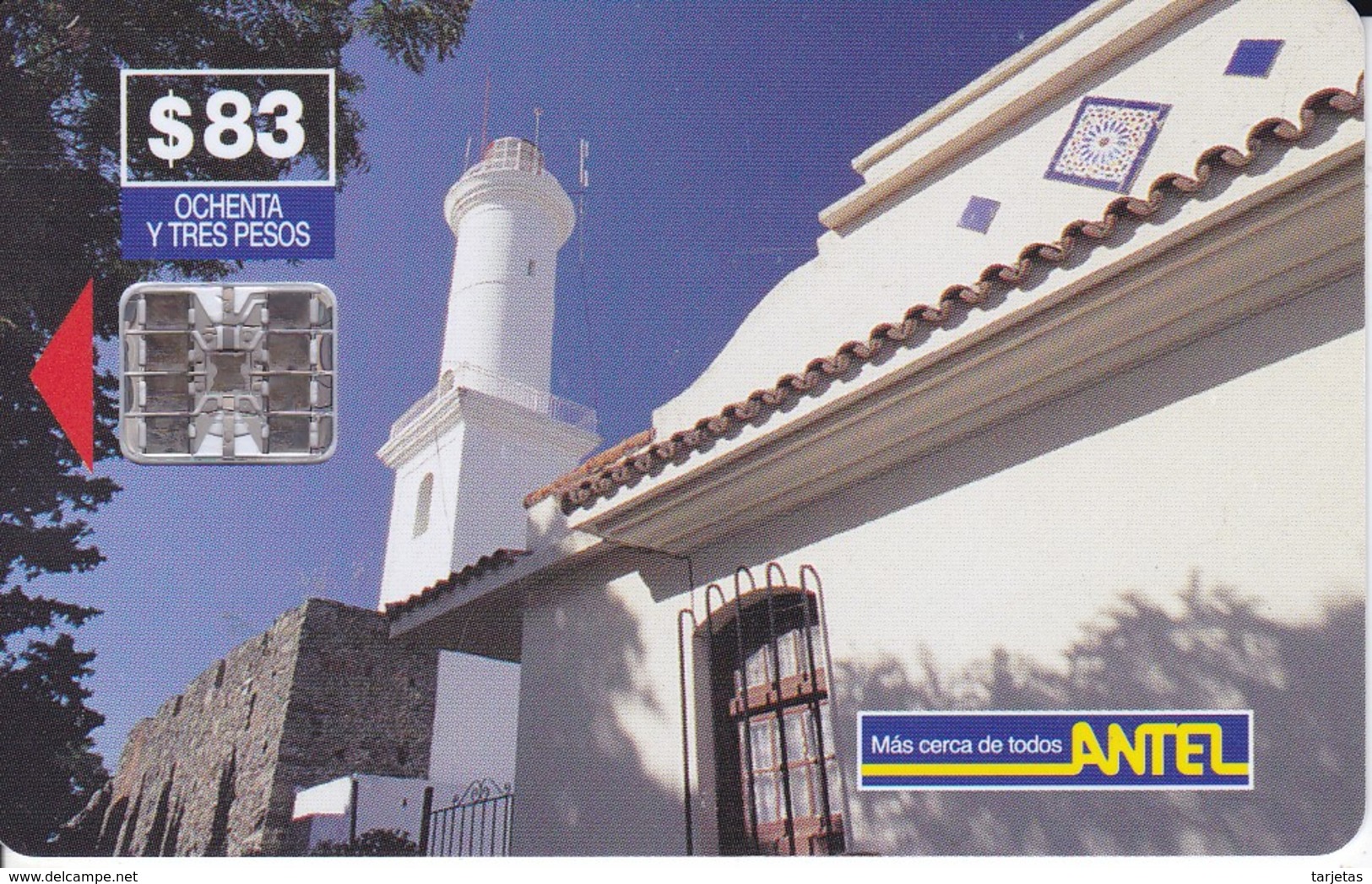 Nº 43 TARJETA DE URUGUAY DE ANTEL DE EL FARO DE COLONIA DEL SACRAMENTO (LIGHTHOUSE) - Uruguay