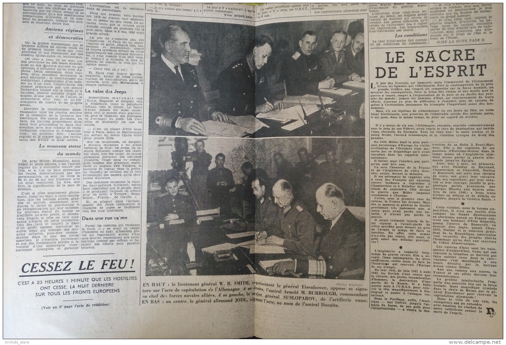 BOX - 9 MAY 1945 WWII VICTORY ISSUE N.62 Newspaper LA DEPECHE DE PARIS - Capitulation Of Germany - Historische Documenten