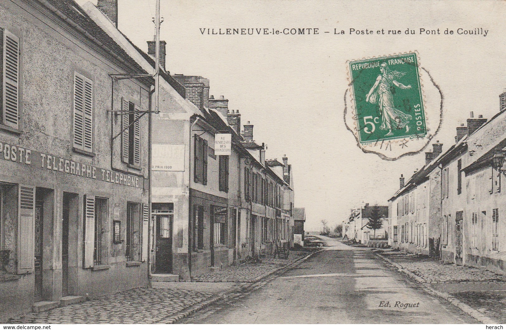 France  Carte Postale Villeneuve Le Comte Poste Et Rue Du Petit Couilly - Sonstige & Ohne Zuordnung