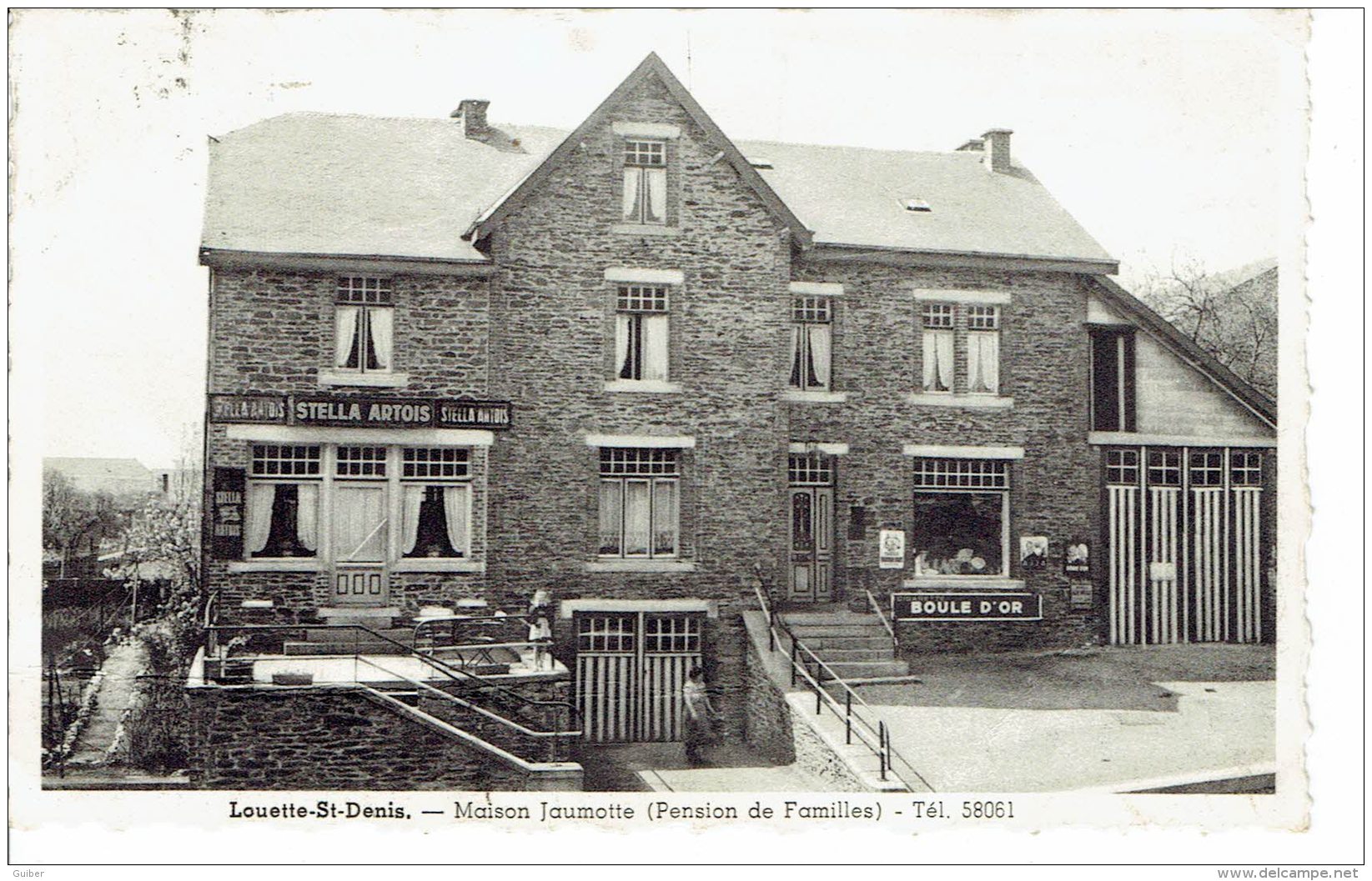 Louette Saint Denis Maison Jaumotte Pension De Famille Pub Stella Artois Boule D'or  Traces De Colle Verso - Gedinne