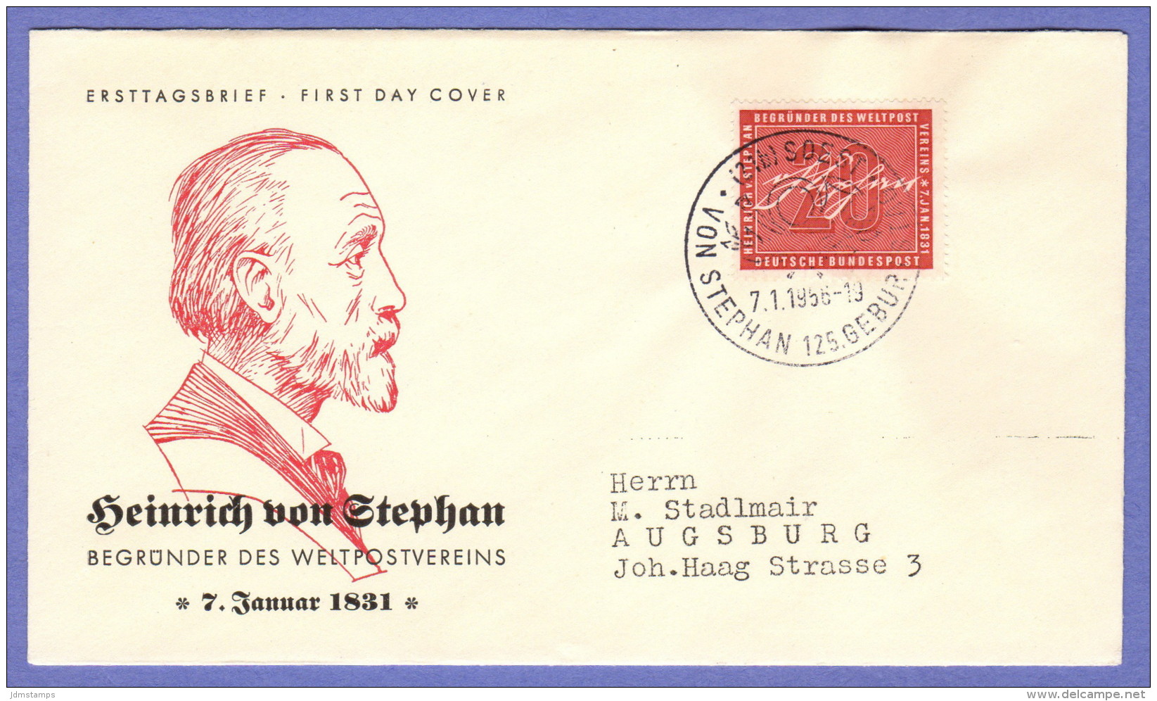 GER SC #738  1956 Heinrich Von Stephan / UPU,  FDC 01-07-1956 - Other & Unclassified