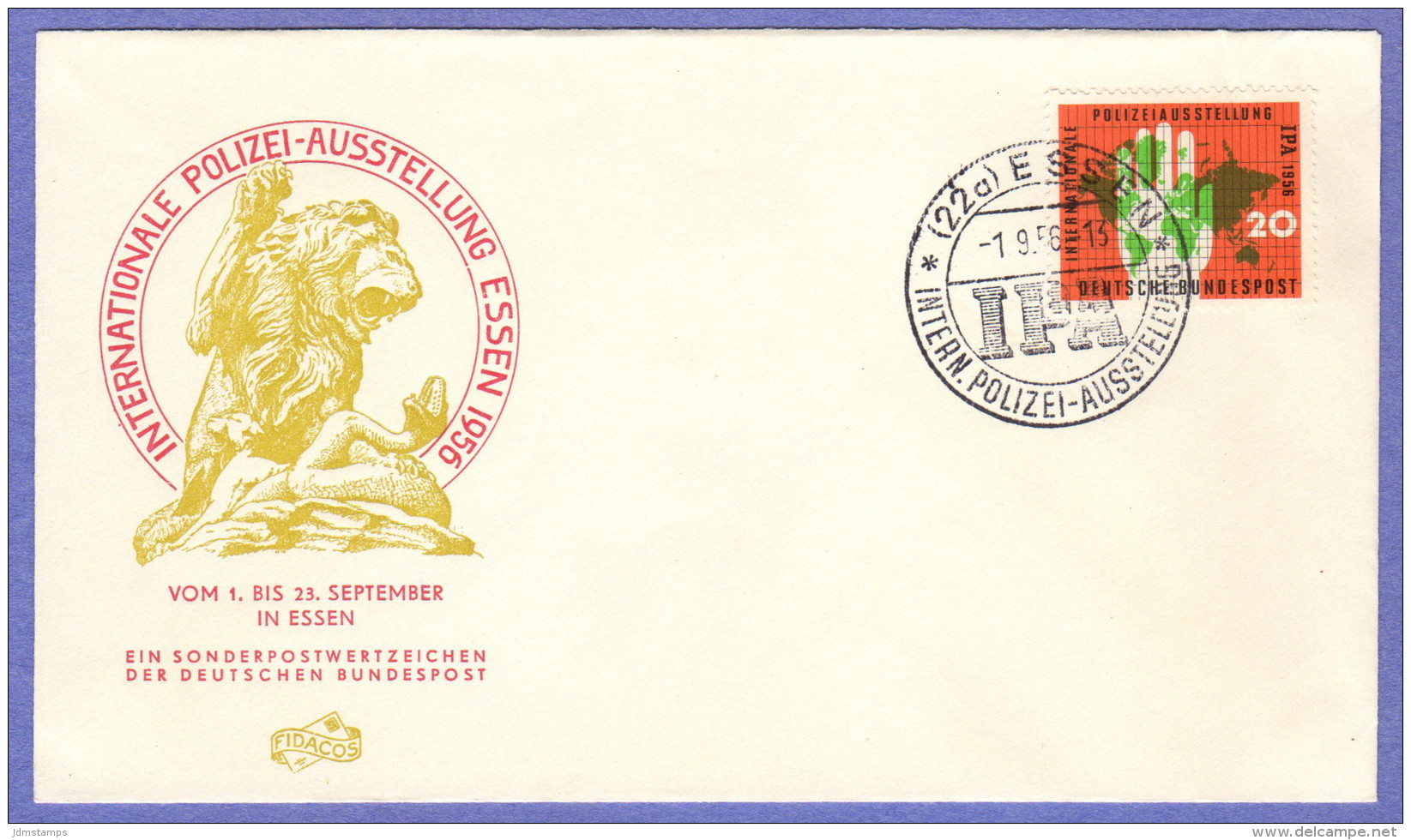 GER SC #751 1956  International Police Show  FDC 09-01-1956 - Other & Unclassified