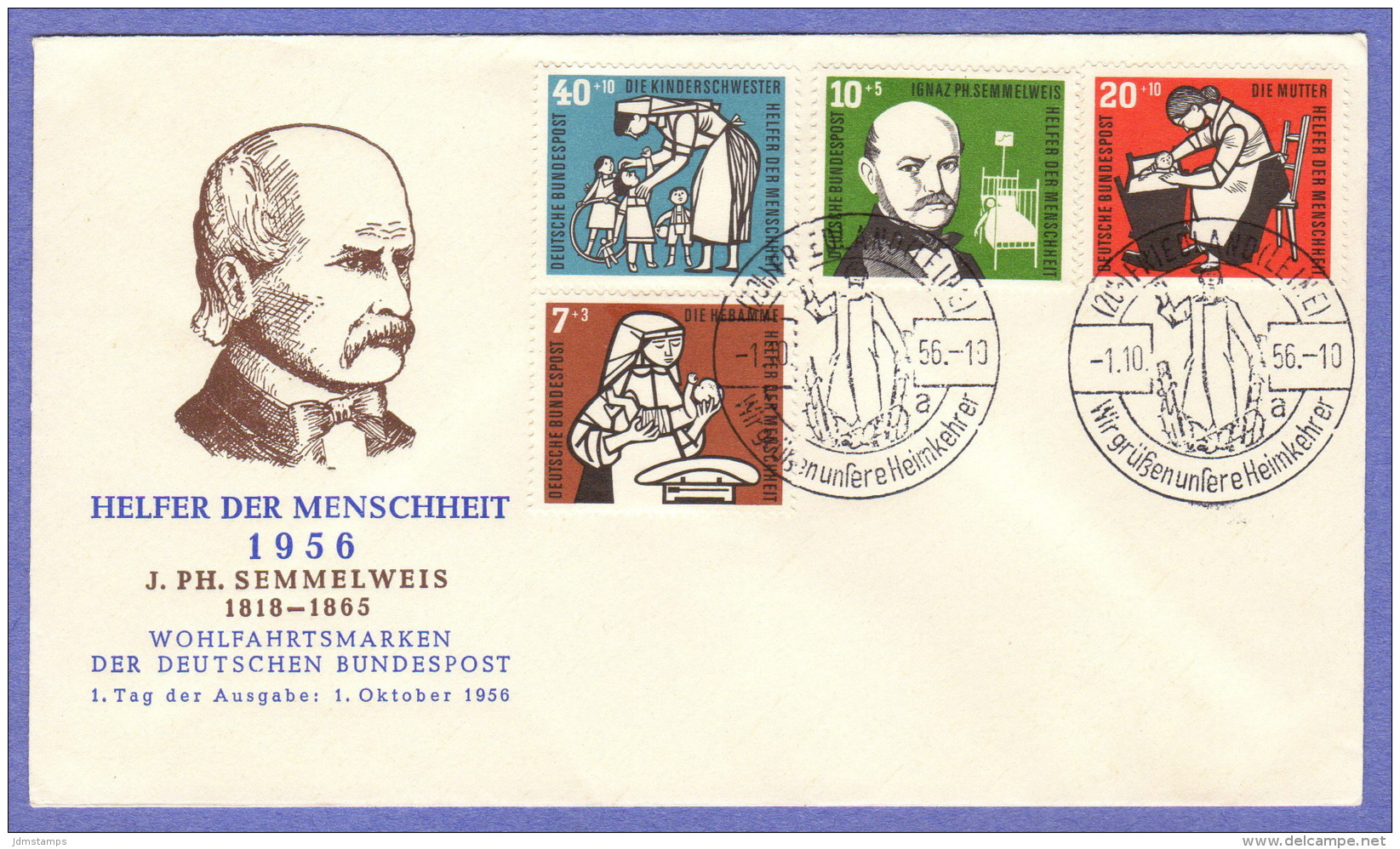 GER SC #B350-3 1956 S-P / Ignaz Philipp Semmelweis  FDC 10-01-1956 - Other & Unclassified