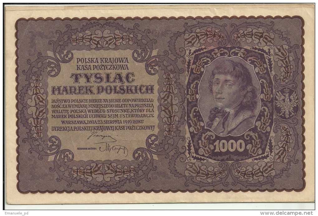 Poland 1000 Marek 1919 VF+ - Polonia