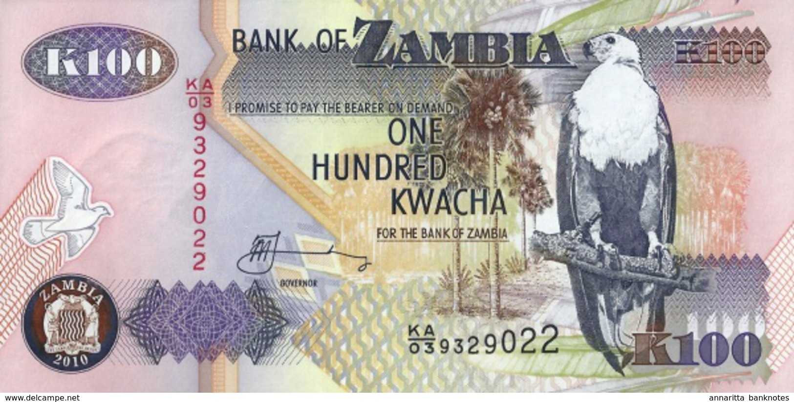 ZAMBIA 100 KWACHA 2010 P-38i UNC [ZM139j] - Zambie