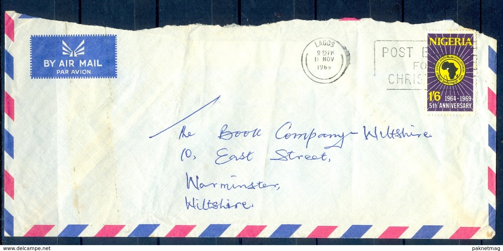 J136- Postal Used Cover. Posted From Nigeria To England. UK. 5th Anniversary. - Nigeria (1961-...)