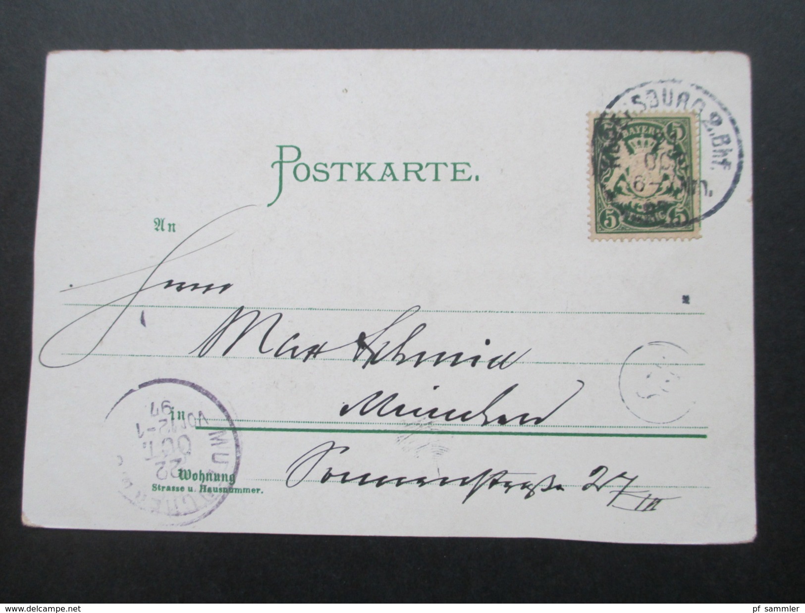 AK Bayern 1897 Gruss Aus Regensburg. Mehrbildkarte. Walhalla / Dom / Befreiungshalle / Eiserne Brücke. Bahnpoststempel. - Regensburg