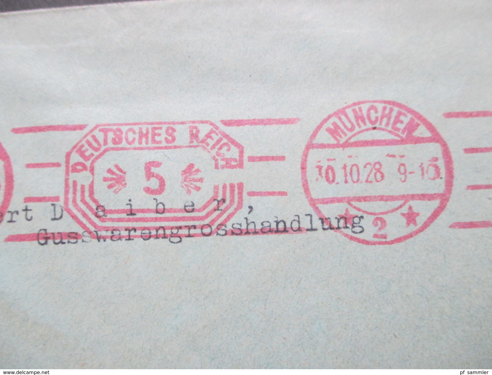 Deutsches Reich 1928 Violetter / Rosa Freistempel München *2* Wamsler Werke Aktiengesellschaft München - Briefe U. Dokumente