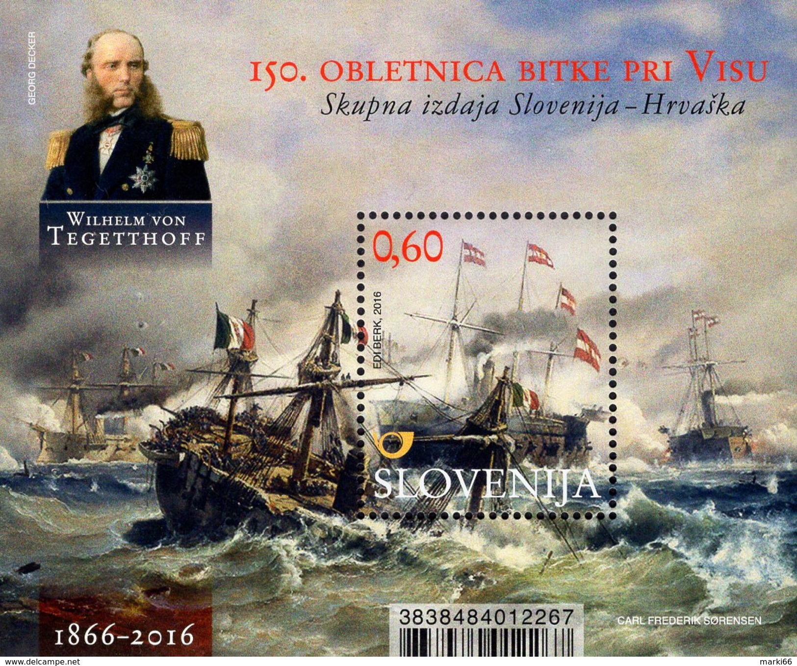 Slovenia - 2016 - 150th Anniversary Of Battle Of Lissa - Mint Souvenir Sheet - Slovénie