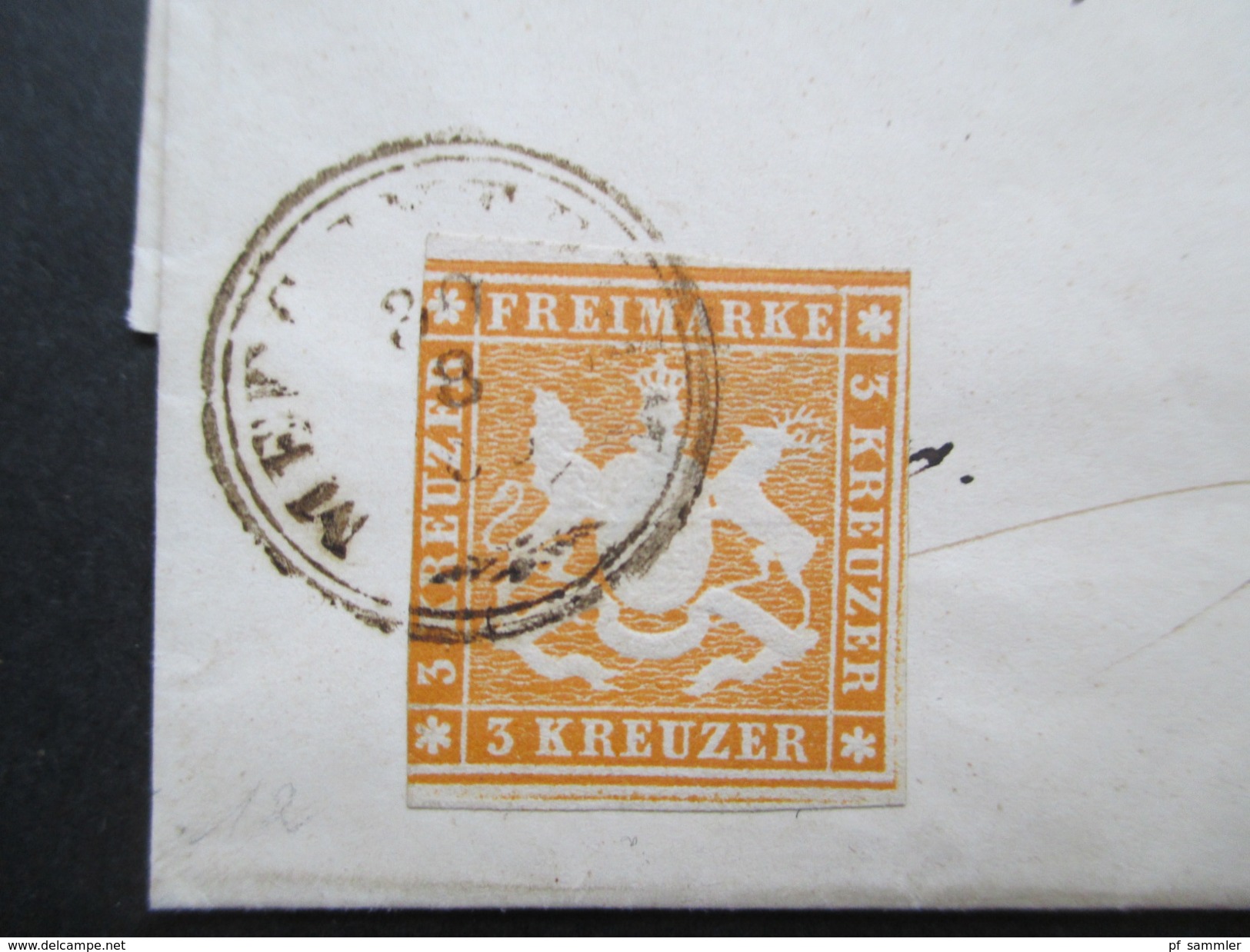 AD Württemberg 1859 Nr. 12 ?! EF Merch..Heim. Ankunftsstempel Kupferzell. 3 Stempel - Brieven En Documenten