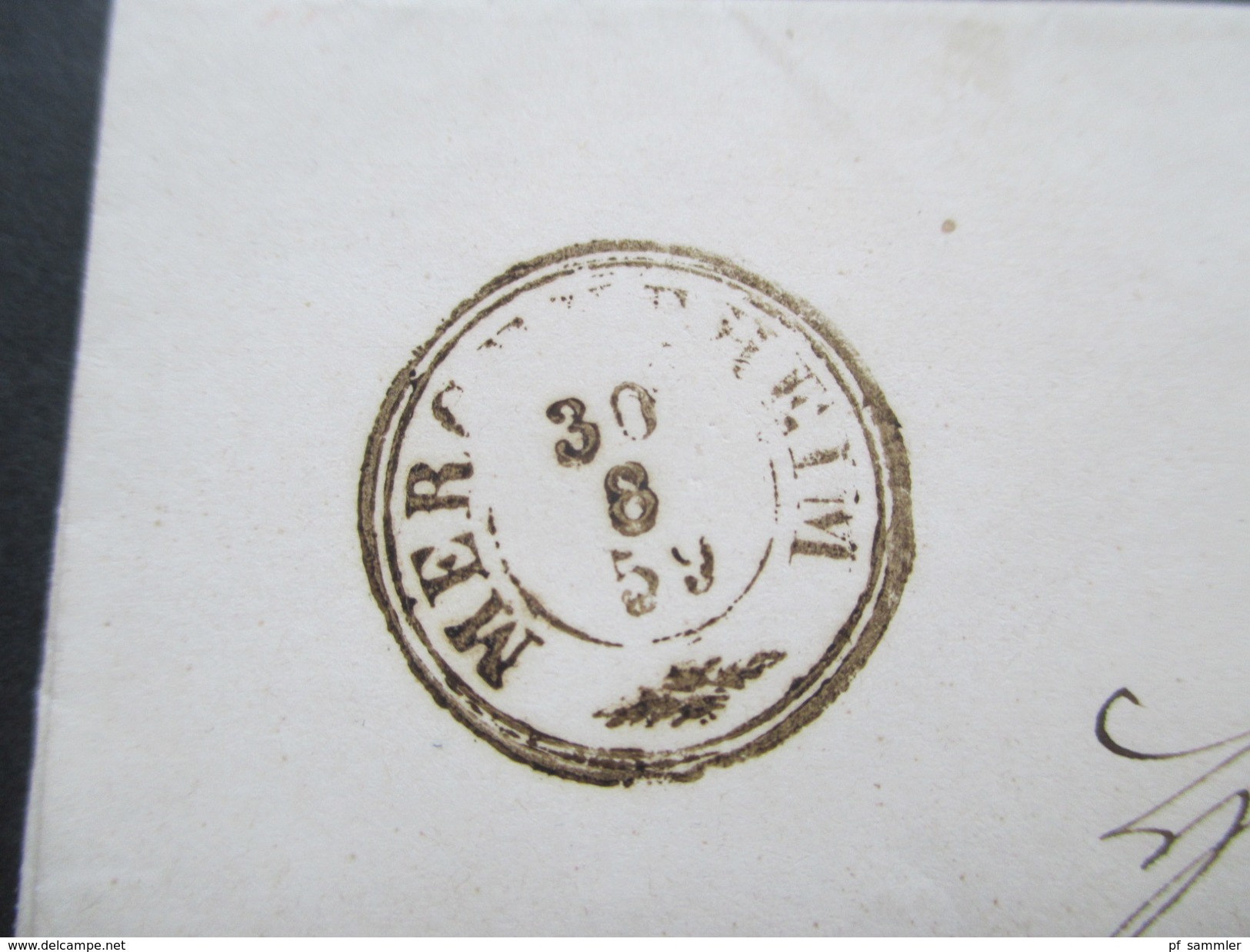 AD Württemberg 1859 Nr. 12 ?! EF Merch..Heim. Ankunftsstempel Kupferzell. 3 Stempel - Briefe U. Dokumente