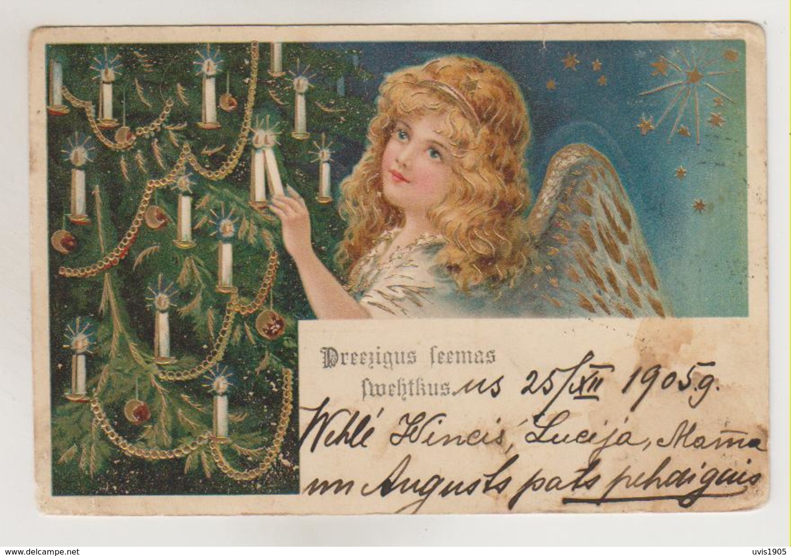 Angels In Christmas.Embossed Pc. - Engelen