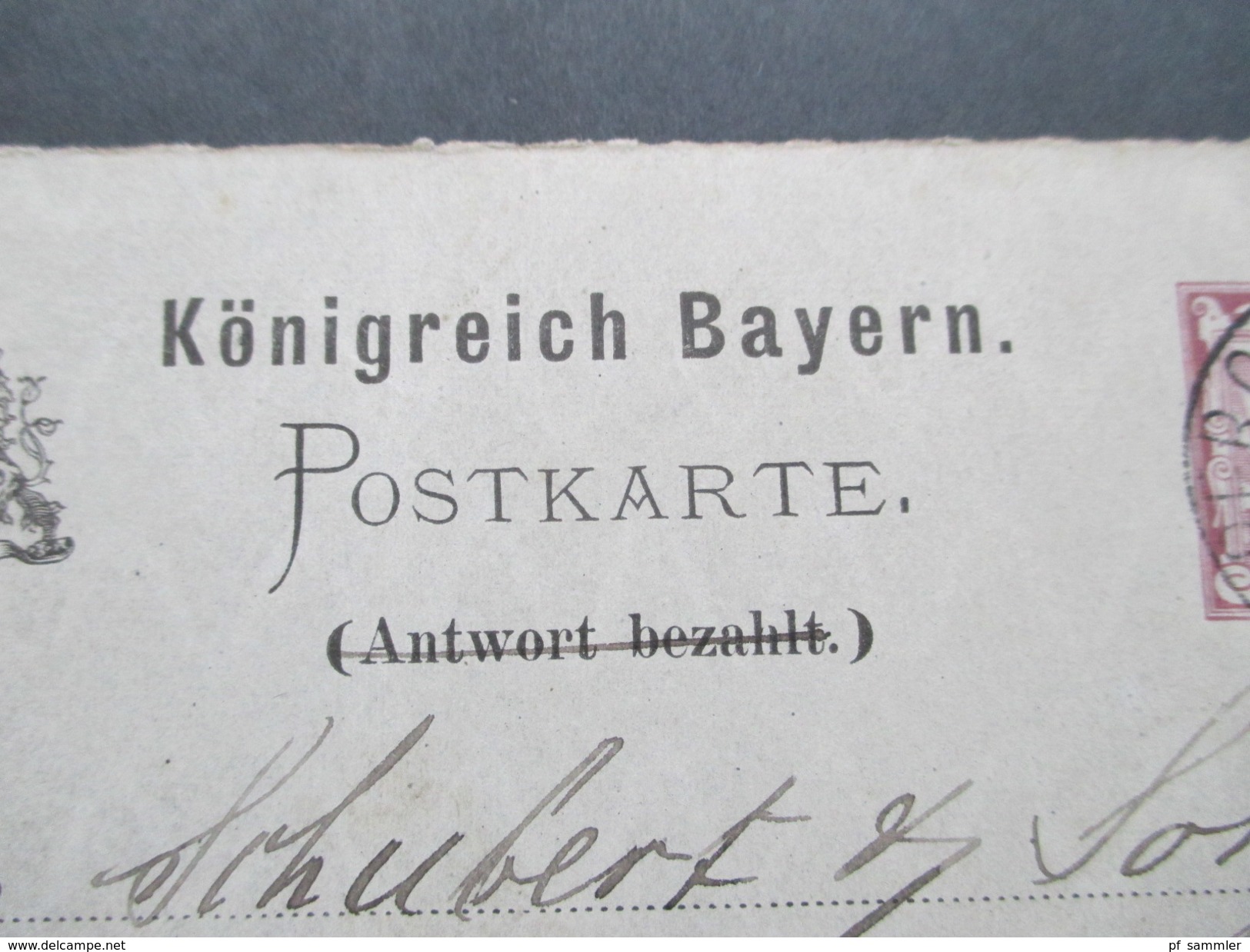 AD Bayern 1905 Ganzsache P32/01 Antwortkarte. Stempel Bergzabern. Firmenkarte - Interi Postali