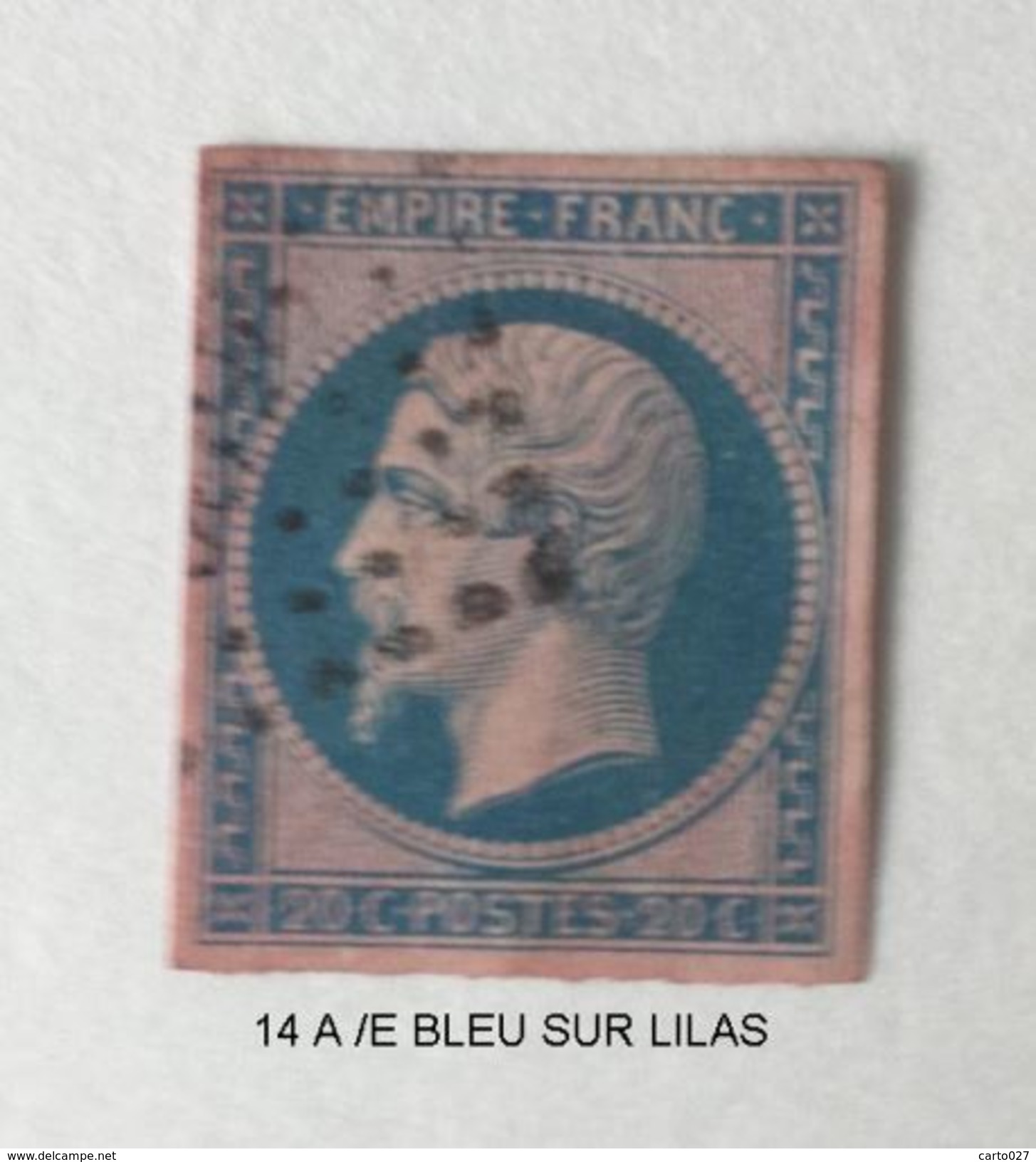 NAPOLEON III  Nr 14 A Bleu Sur Lilas - 1853-1860 Napoléon III