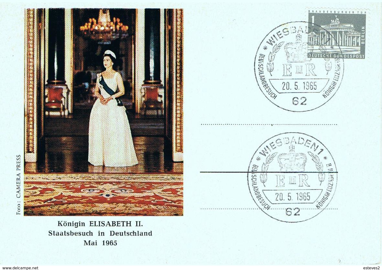 Germany ,  Allemagne ,  1965 , FDC , Elisabeth II , Wiesbaden Postmark - Familles Royales